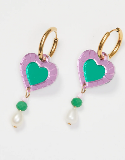 Martha Jean - Heart and Bead Earring Violet/Green - Say It Sister