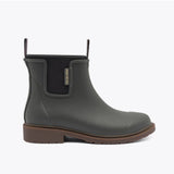 Charcoal Merry People Bobbi gumboots with side view, waterproof rubber footwear for rainy weather.