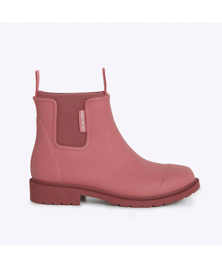 Merry People Bobbi gumboots in clay color, waterproof rubber footwear with a chunky sole and stylish design.