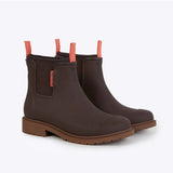 Merry People Bobbi Gumboots in Mocha, stylish waterproof rubber boots with a matte finish, shown from an angled side view.