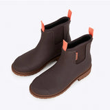 Merry People Bobbi Gumboots in Mocha color, stylish waterproof rubber boots for women, high-angle view.