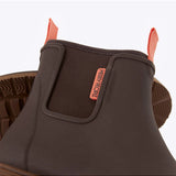 Close-up of Merry People Bobbi Gumboot in Mocha, showing its stylish waterproof design and textured rubber sole.