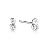 Linda Tahija Duo Stud Earrings - White Topaz in Silver