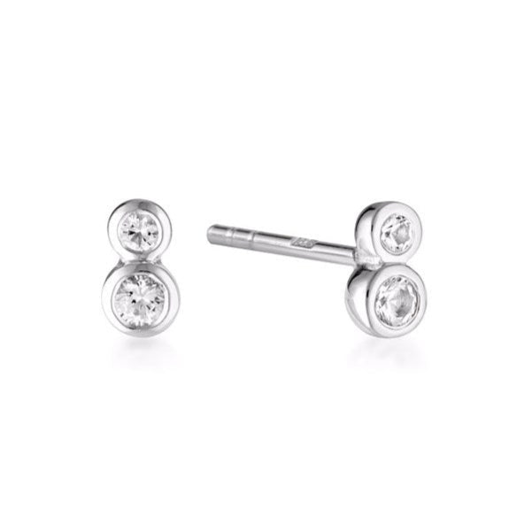 Linda Tahija Duo Stud Earrings - White Topaz in Silver