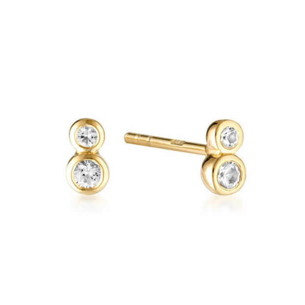 Linda Tahija duo stud earrings featuring sparkling white topaz gemstones set in elegant stud designs.