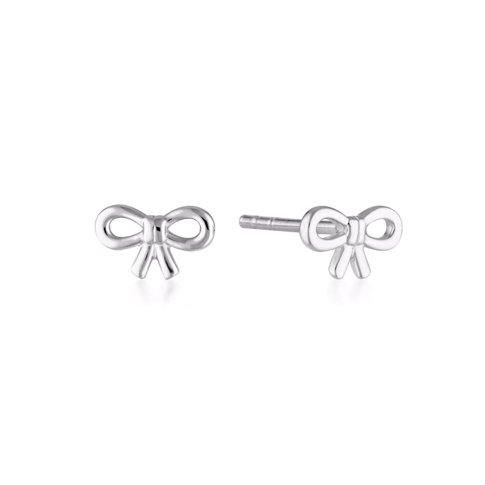 Linda Tahija Bow Stud Earrings in Silver