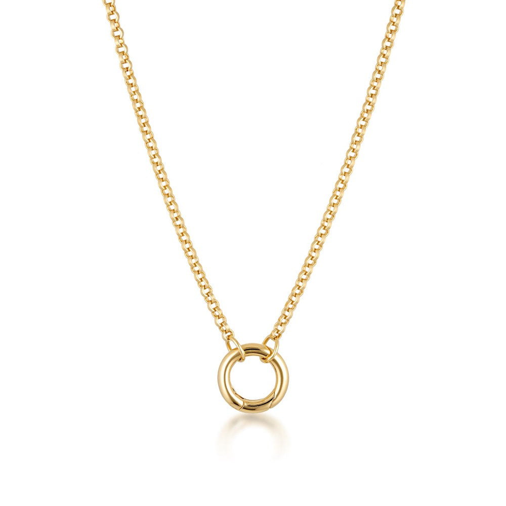 Linda Tahija belcher chain necklace in gold, close-up view showing the shiny, linked design and polished finish.