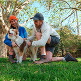Merry People Bobbi Mocha gumboots shown in a lifestyle setting, featuring waterproof design and stylish mocha color.