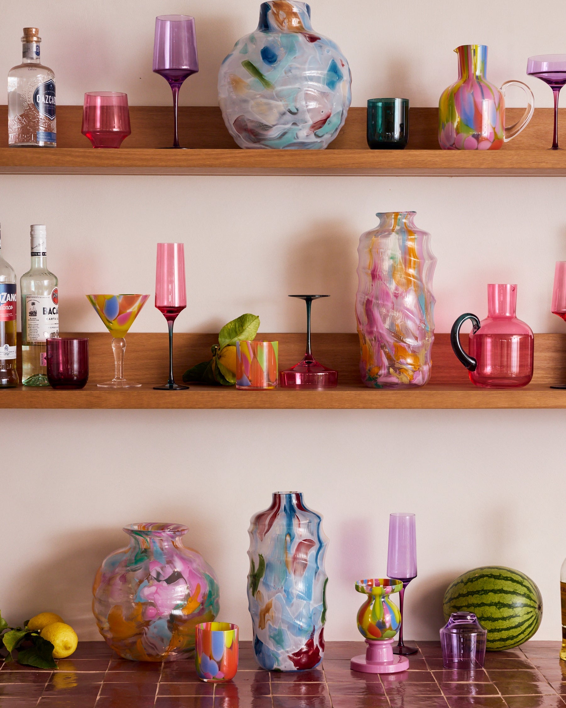 Kip & Co Swirl Sorbet tall vase with vibrant, colorful swirl pattern and smooth ceramic finish, designed for decorative display.