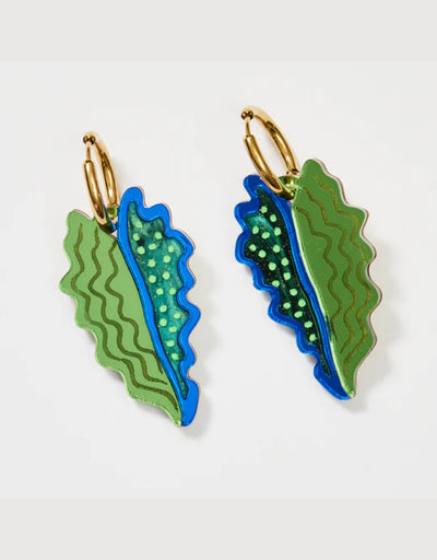 Martha Jean - Big Leaf Earrings Fern/Navy - Say It Sister