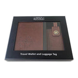 Men's Republic travel wallet and luggage tag set with sleek design, offering organized space for travel essentials and identification.