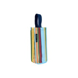 Retro Stripe Wine Bag by Project Ten Pty Ltd, featuring colorful retro stripe design and durable fabric for wine bottle transport.
