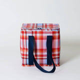 Tartan medium insulated tote bag by Project Ten Pty Ltd with handles, showing its insulated interior and stylish tartan pattern.