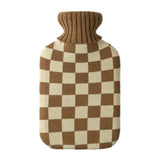 Casa Rolio hot water bottle with mocha cover, soft fabric exterior and rounded shape for warmth and comfort.