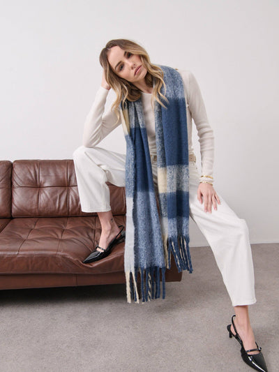 Wendy Checkered Fluffy Scarf, scarf, Angels Whisper Accessories - Say It Sister