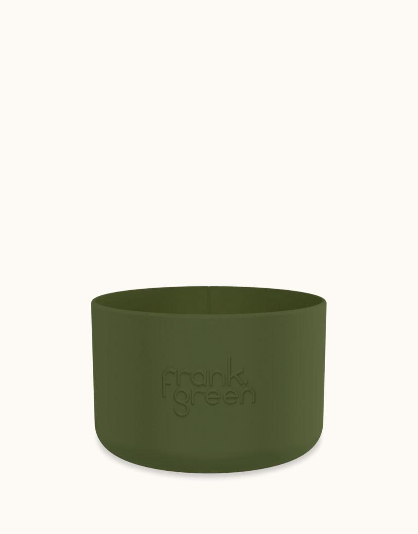Large Frank Green Bottle Bumper Guard protecting a reusable water bottle from scratches and impacts.