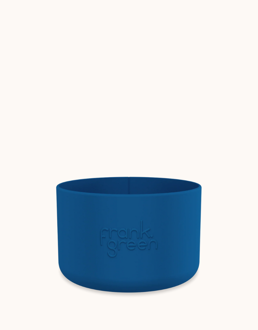 Large Frank Green Bottle Bumper Guard protecting a reusable water bottle from impacts and scratches.