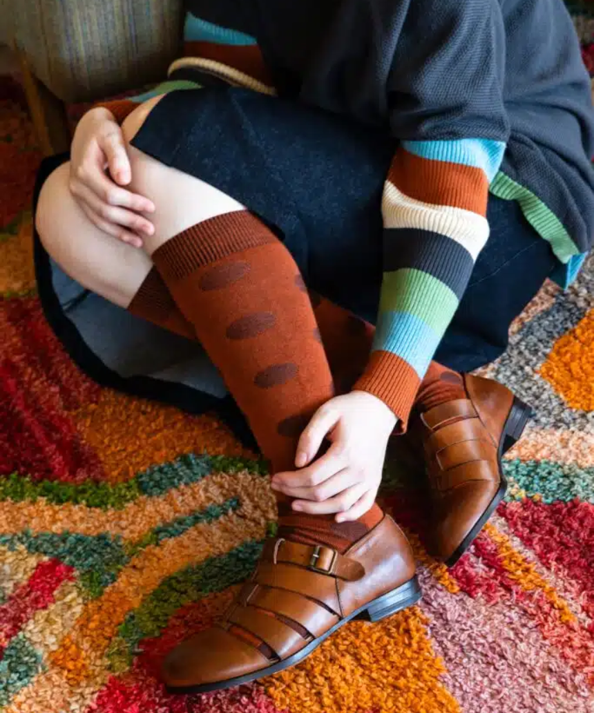 Tightology - Yayoi Paprika Merino Wool Sock - Say It Sister