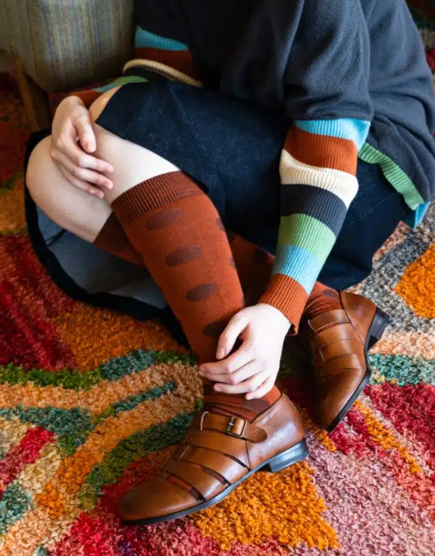 Tightology - Yayoi Paprika Merino Wool Sock - Say It Sister