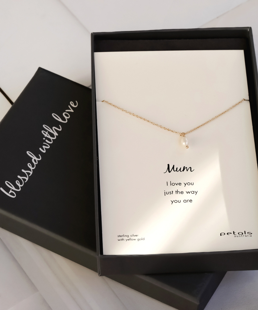 Petals Necklace - Mini Pearl Mum - Say It Sister