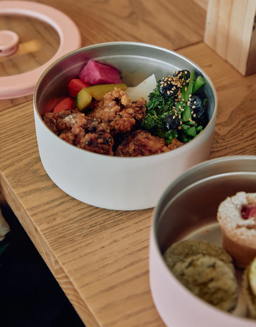 Frank Green stainless steel bowls with glass lids, 2-pack in 700ml and 1500ml sizes, for home storage and organization.