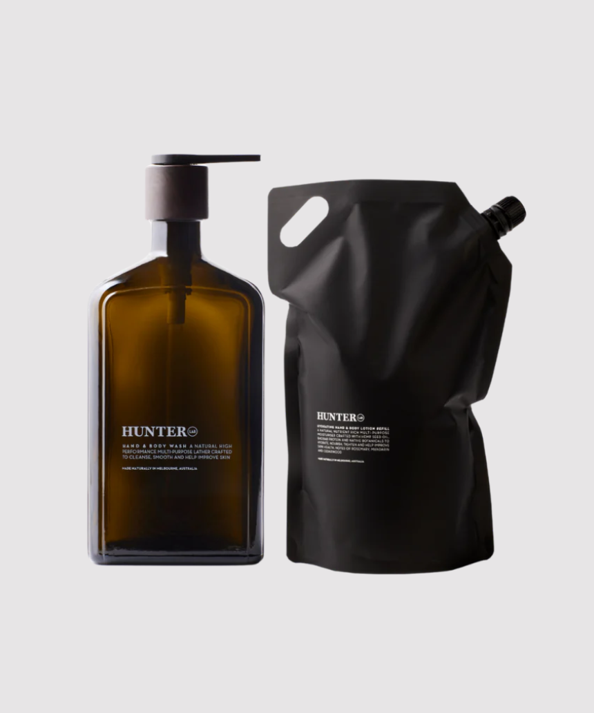 Hunter Lab Forever Kit for bath and body featuring skincare products in sleek packaging, ideal for nourishing and rejuvenating skin.