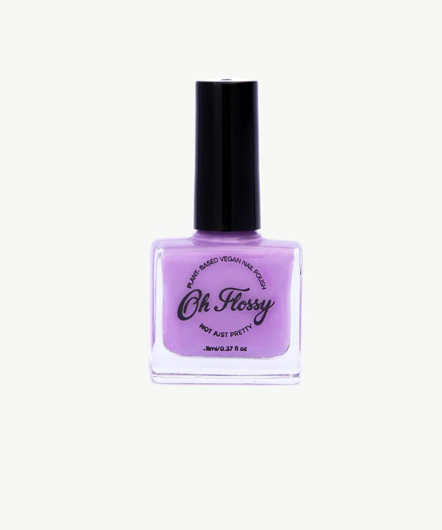 Kids nail polish bottle from Oh Flossy with bright, colorful design and playful packaging for children.