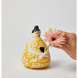 Jones & Co Nonna Sunny Floral Vase with vibrant yellow and floral design, ceramic decorative vase for home decor.