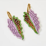 Martha Jean - Big Leaf Earrings Tan/Lilac - Say It Sister
