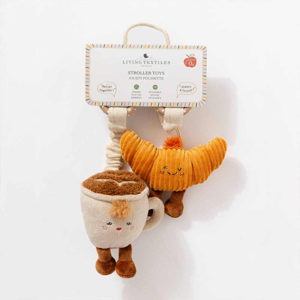 2 Pack Mini Market Brunch Stroller Toys - Coffee & Croissant, , Living Textiles - Say It Sister