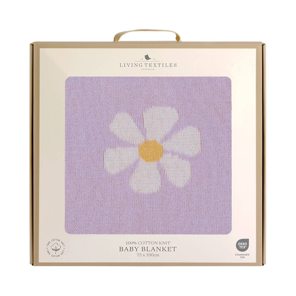 Pram Knitted Blanket - Lilac Daisy Dreams, , Living Textiles - Say It Sister