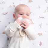 Living Textiles Koala ring rattle with soft fabric and plush koala design, ideal for soothing babies and sensory play.