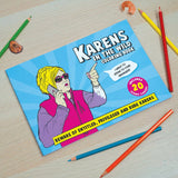 Colouring book titled Bubblegum Stuff Karens In The Wild featuring vibrant cartoon characters on the cover.