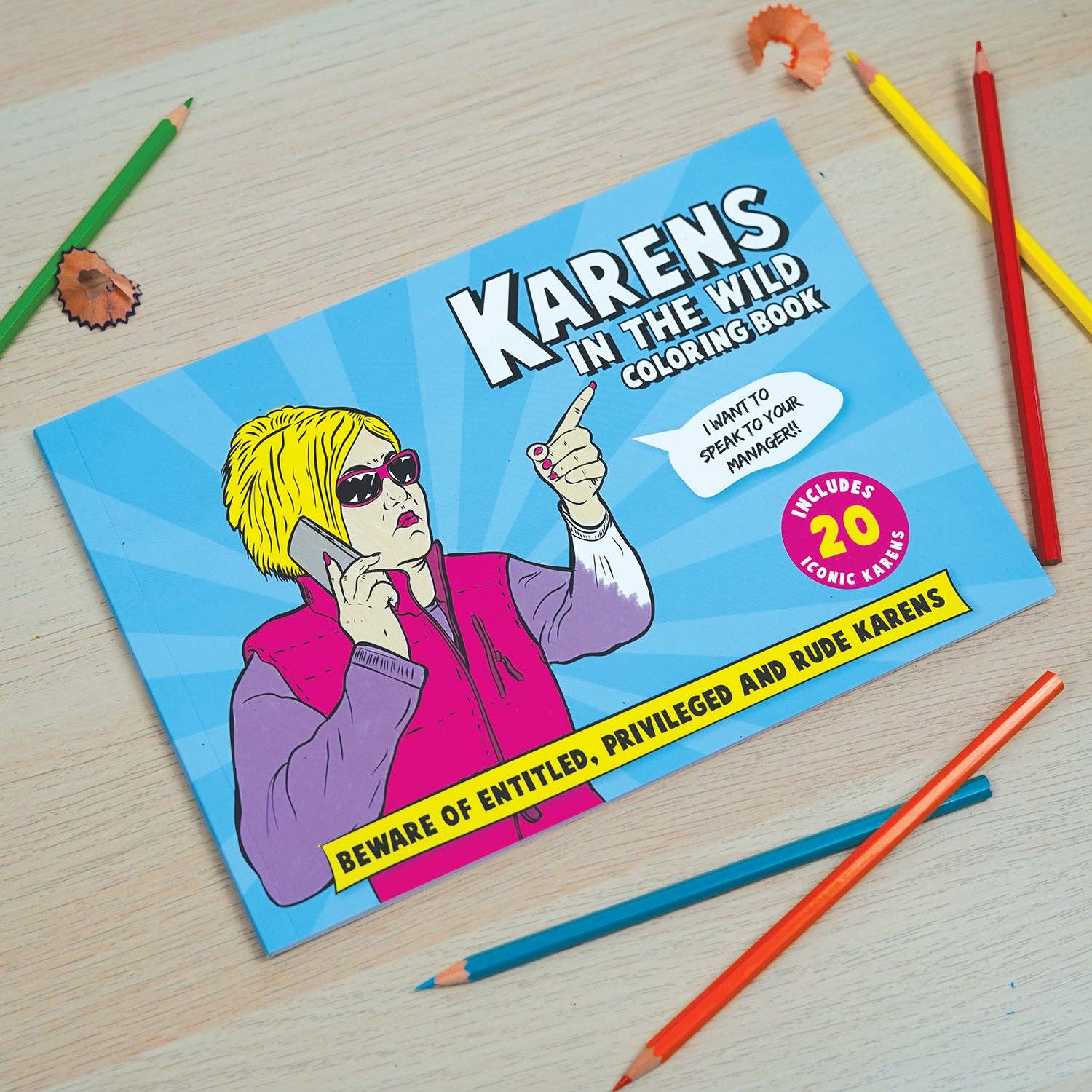 Colouring book titled Bubblegum Stuff Karens In The Wild featuring vibrant cartoon characters on the cover.