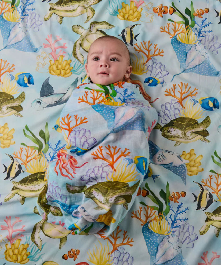 Kip & Co - Reef Life Bamboo Swaddle, swaddle, Kip & Co - Say It Sister