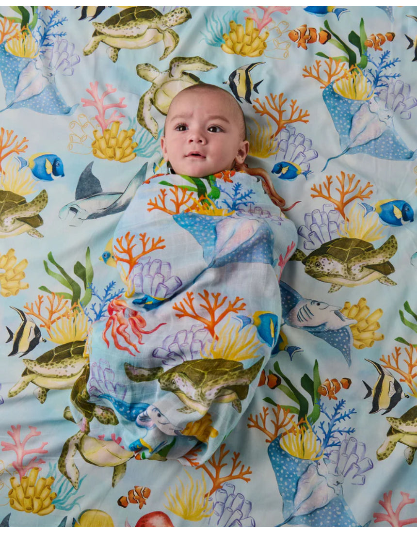 Kip & Co - Reef Life Bamboo Swaddle, swaddle, Kip & Co - Say It Sister