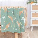 Australiana Baby Blanket - Kangaroo/Green, , Living Textiles - Say It Sister