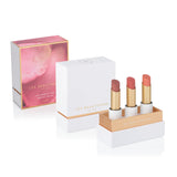 Lük Beautifood Lip Nourish Trio featuring three natural nude lip balms in sleek packaging for soft, nourished lips.