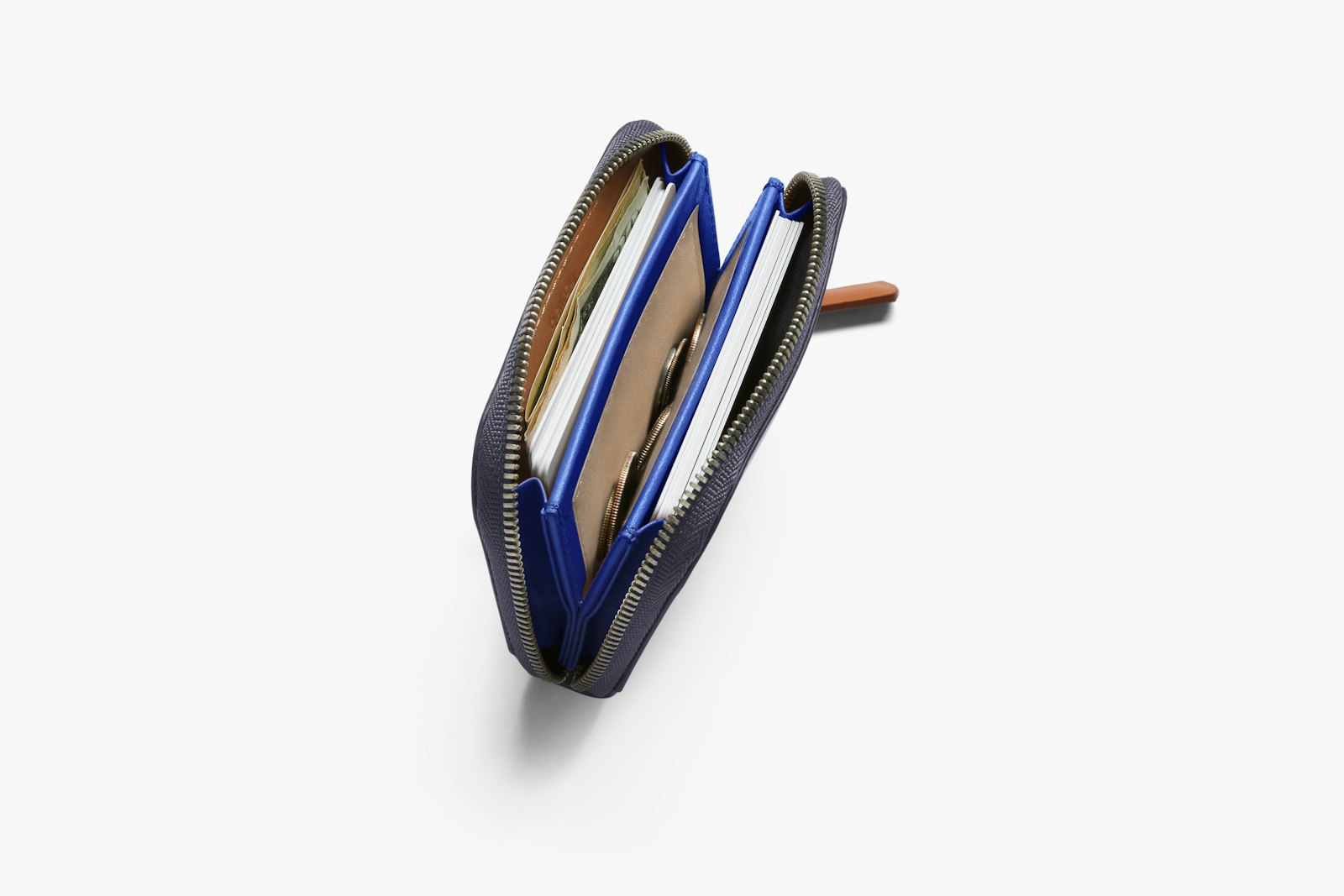 Bellroy Folio Mini wallet in charcoal cobalt, featuring compact design with card slots and cash pocket, slim and stylish.