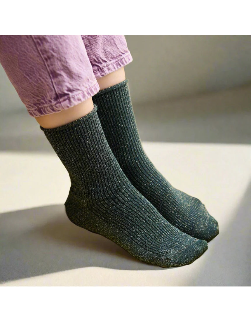 Klue - Glitter Lurex Socks - Green, socks, Klue - Say It Sister