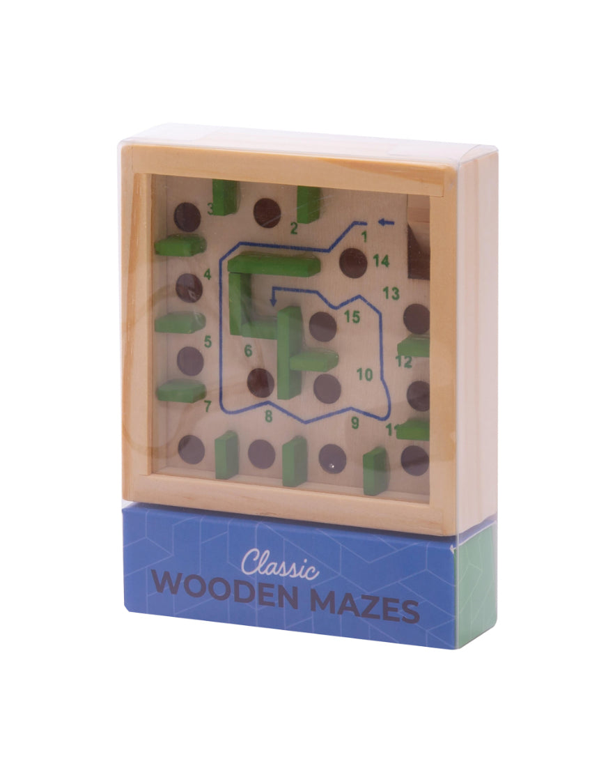 Assorted classic wooden maze games by isAlbi featuring colorful, handcrafted wooden puzzles and intricate maze designs for children and adults.