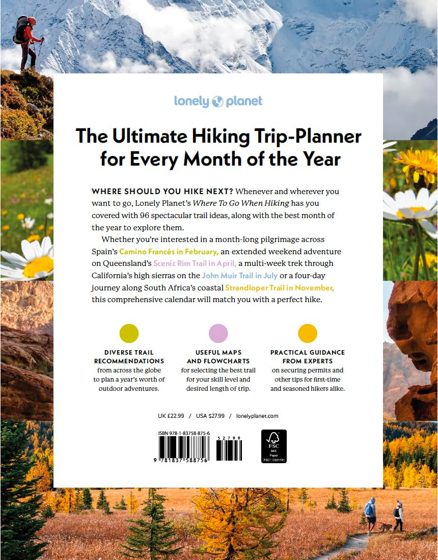 Brumby Sunstate Lonely Planet hiking guidebook open to a map and scenic trail images for outdoor adventures.