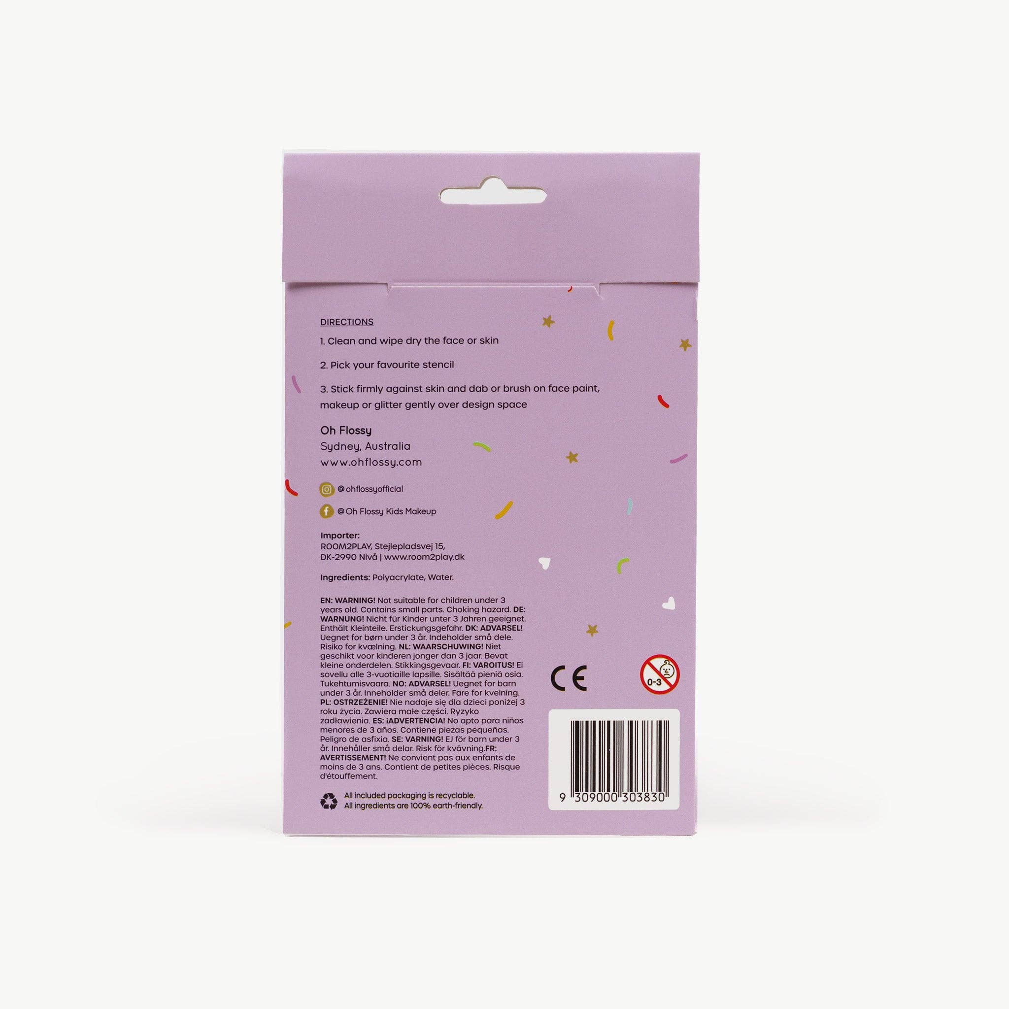 Oh Flossy Reusable Adhesive Face Paint Stencils - Purple, , Oh Flossy - Say It Sister