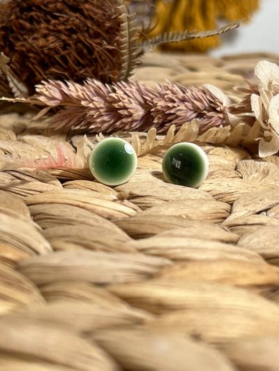 Wolf and Clay - Ceramic Stud Earrings : Green - Say It Sister