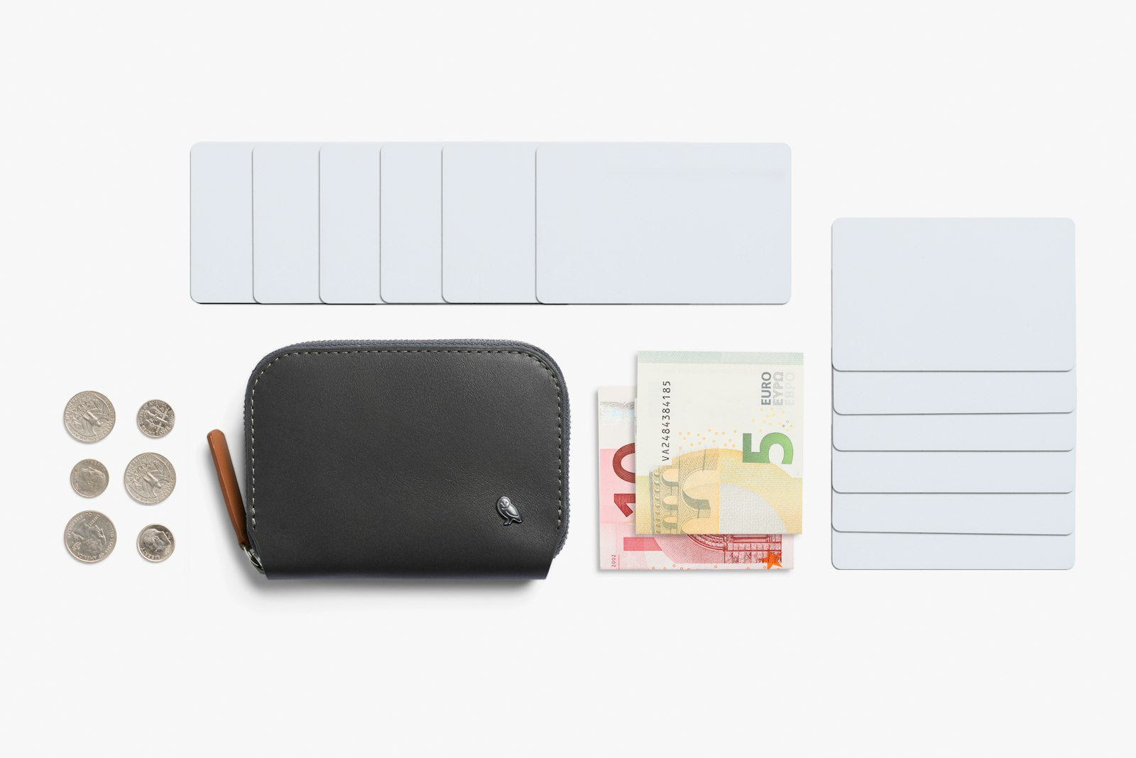 Bellroy Folio Mini wallet in charcoal cobalt with card slots and cash sleeve, compact and stylish leather wallet.