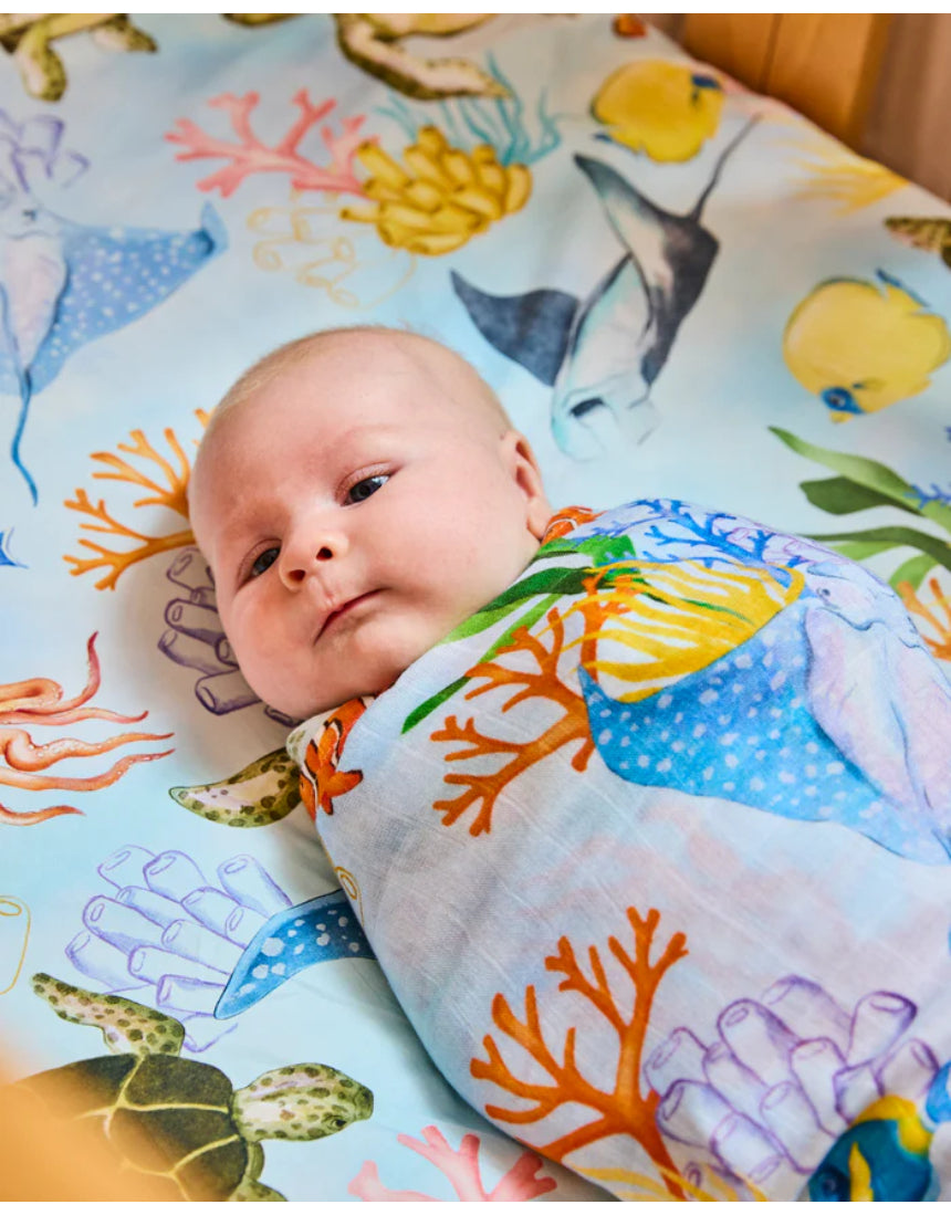 Kip & Co - Reef Life Bamboo Swaddle, swaddle, Kip & Co - Say It Sister