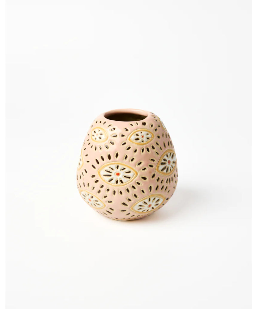 Pink Pollen Vase by Jones & Co featuring a smooth, rounded ceramic design with eye-catching pink finish.