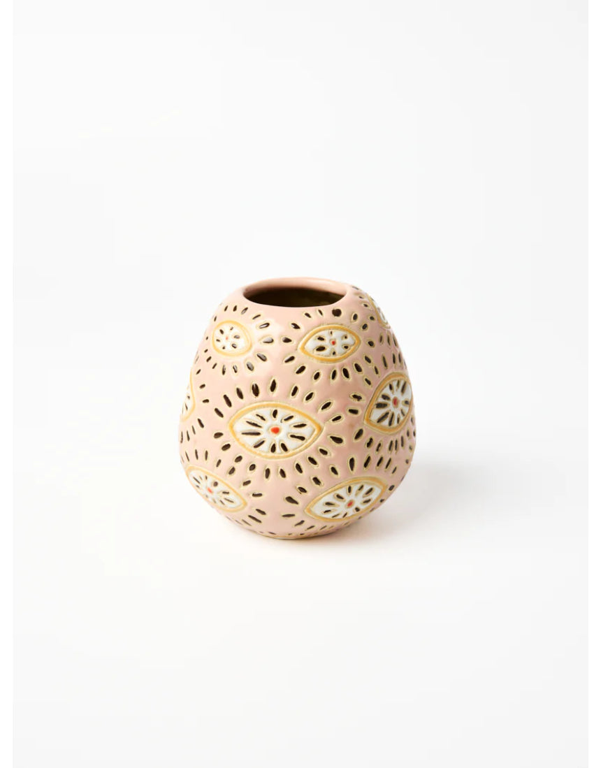 Pink Pollen Vase by Jones & Co featuring a smooth, rounded ceramic design with eye-catching pink finish.