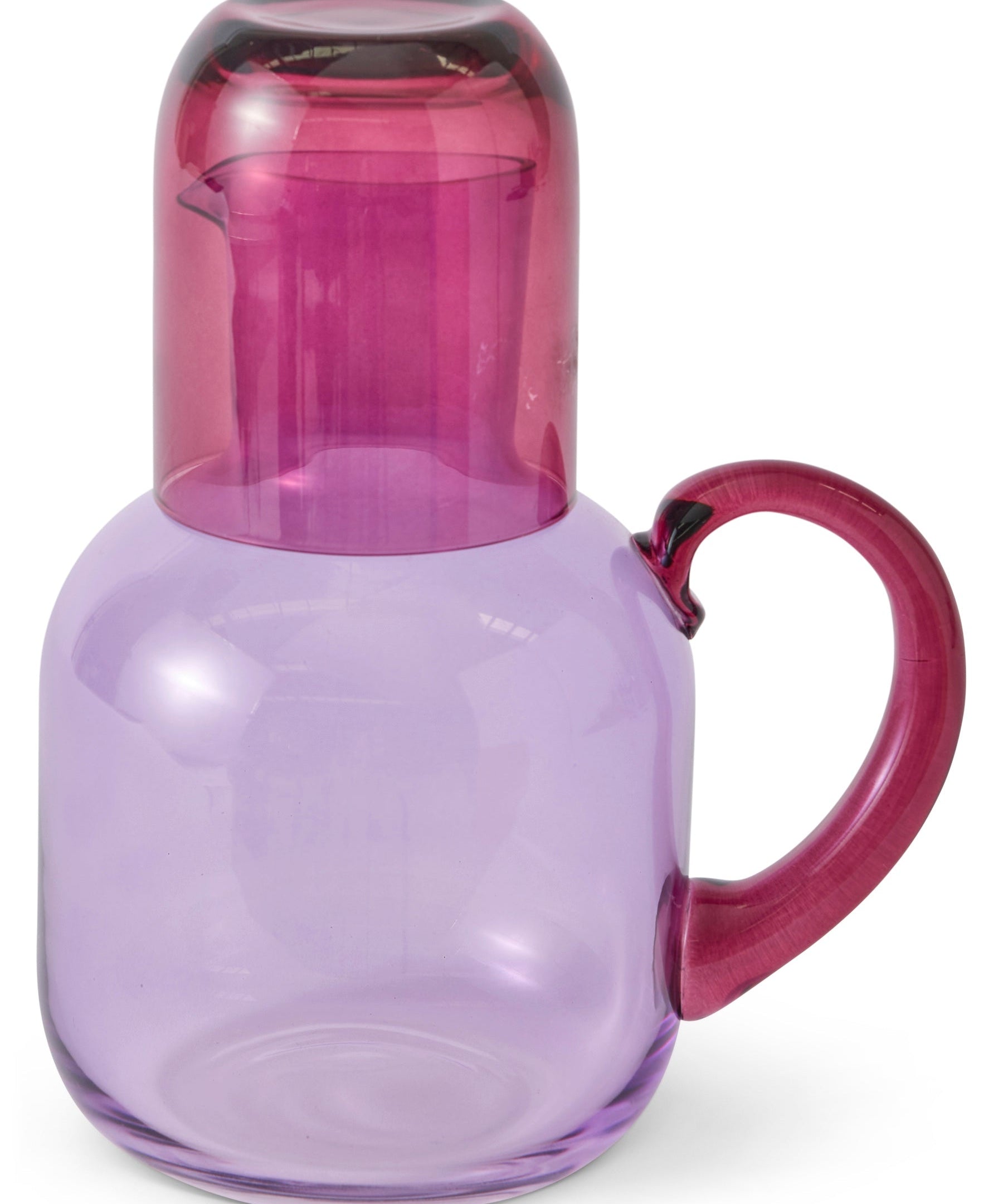 Kip & Co Lilac Fiesta glass and carafe set, featuring a vibrant lilac-colored glass and matching carafe for serving drinks.