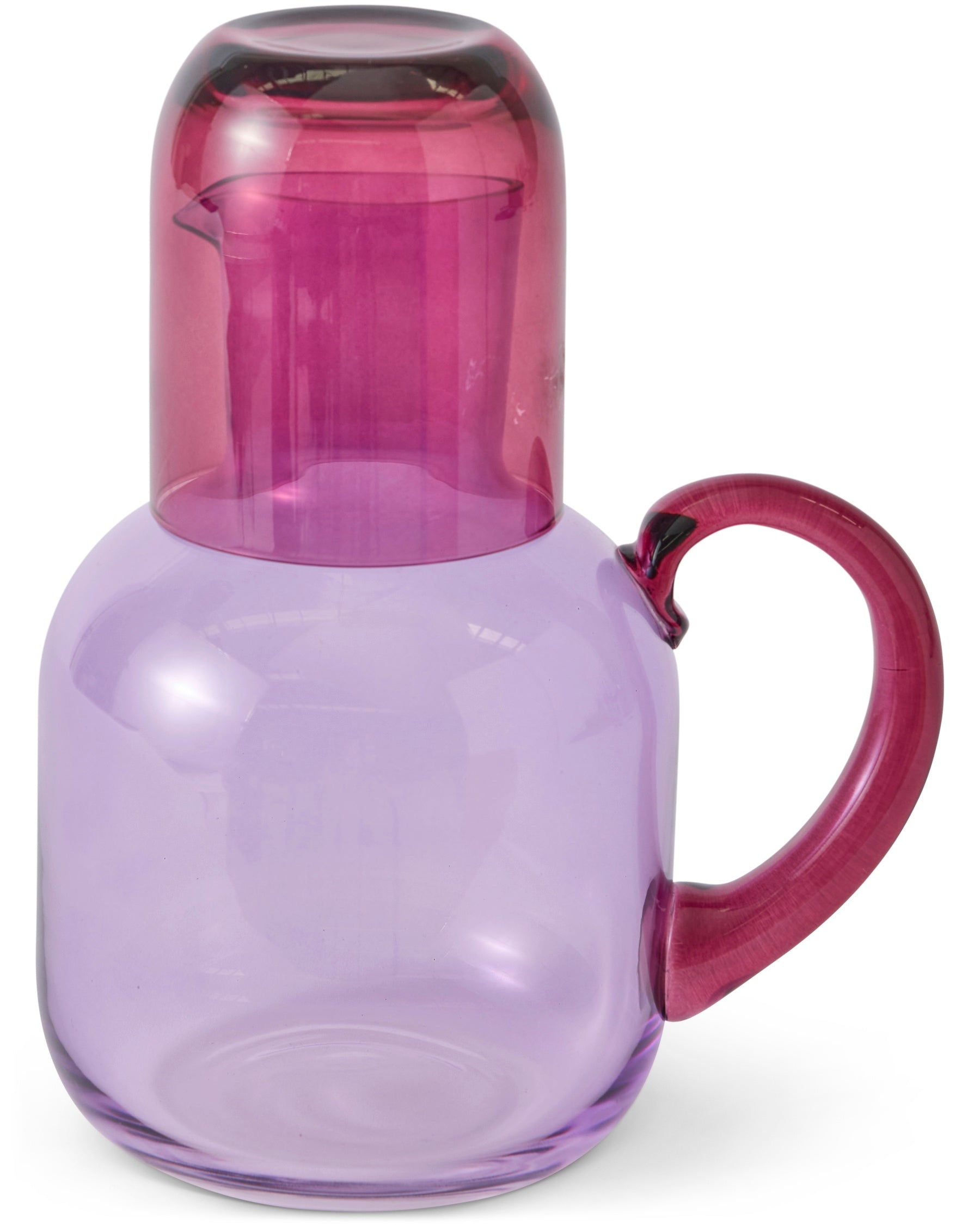 Kip & Co Lilac Fiesta glass and carafe set, featuring a vibrant lilac-colored glass and matching carafe for serving drinks.